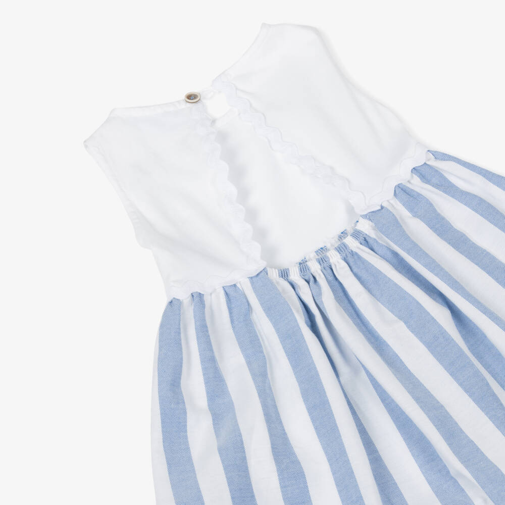 Laranjinha-Girls Striped Blue & White Dress | Childrensalon Outlet