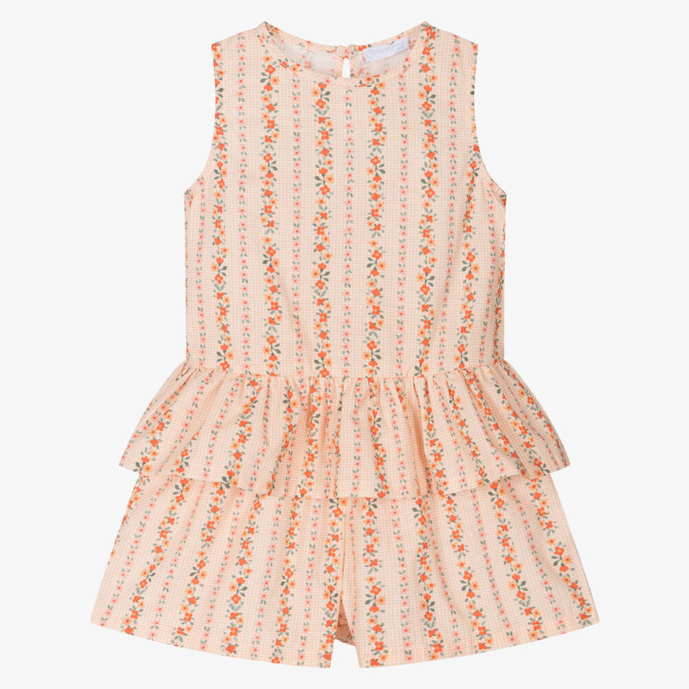 Laranjinha-Girls Sunny Checkered Floral Ensemble | Childrensalon Outlet