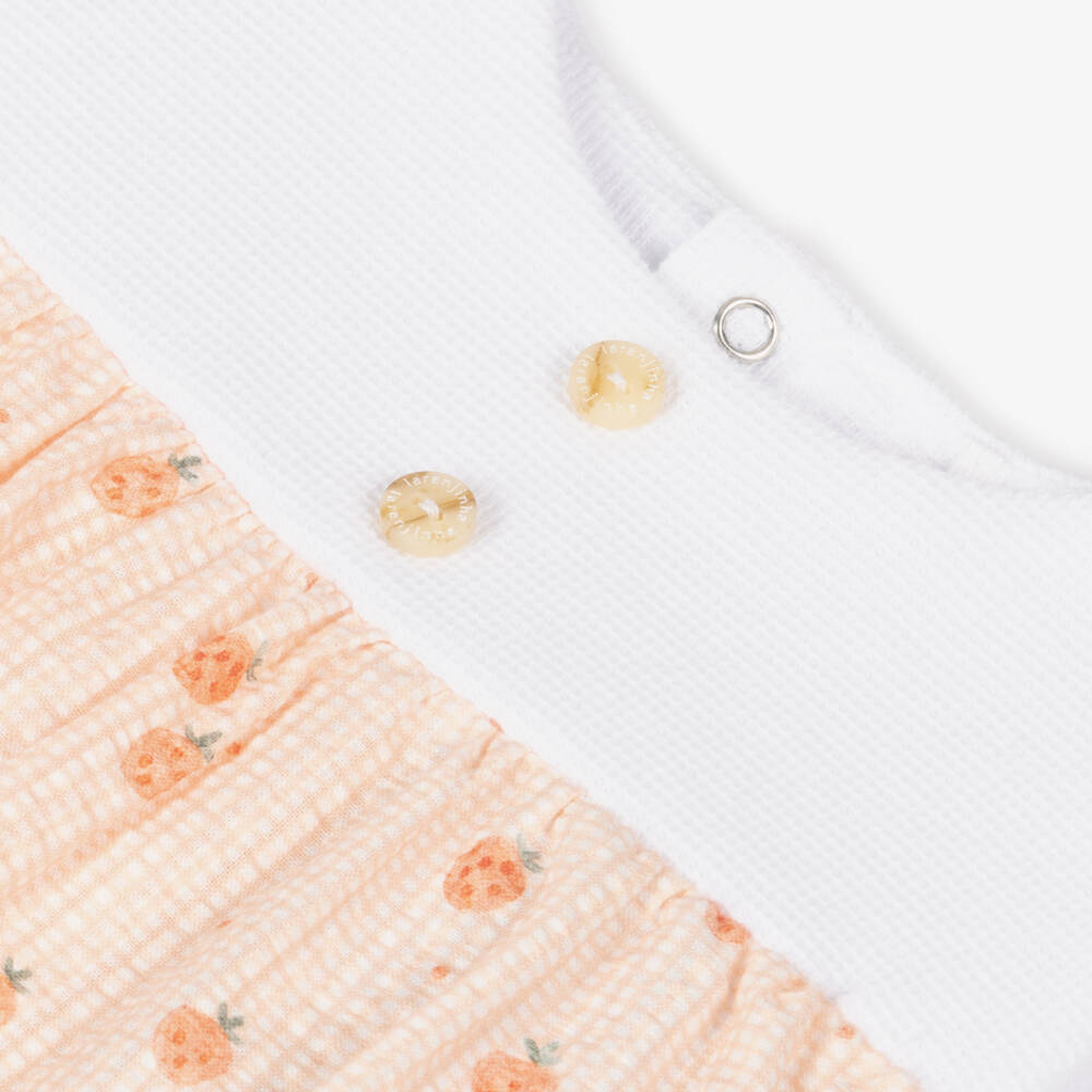 Laranjinha-Girls' Tangerine Cotton Berry Romper | Childrensalon Outlet