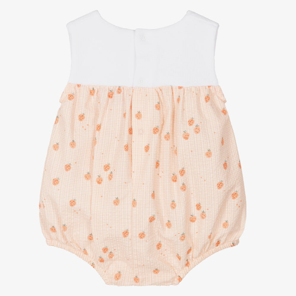 Laranjinha-Girls' Tangerine Cotton Berry Romper | Childrensalon Outlet