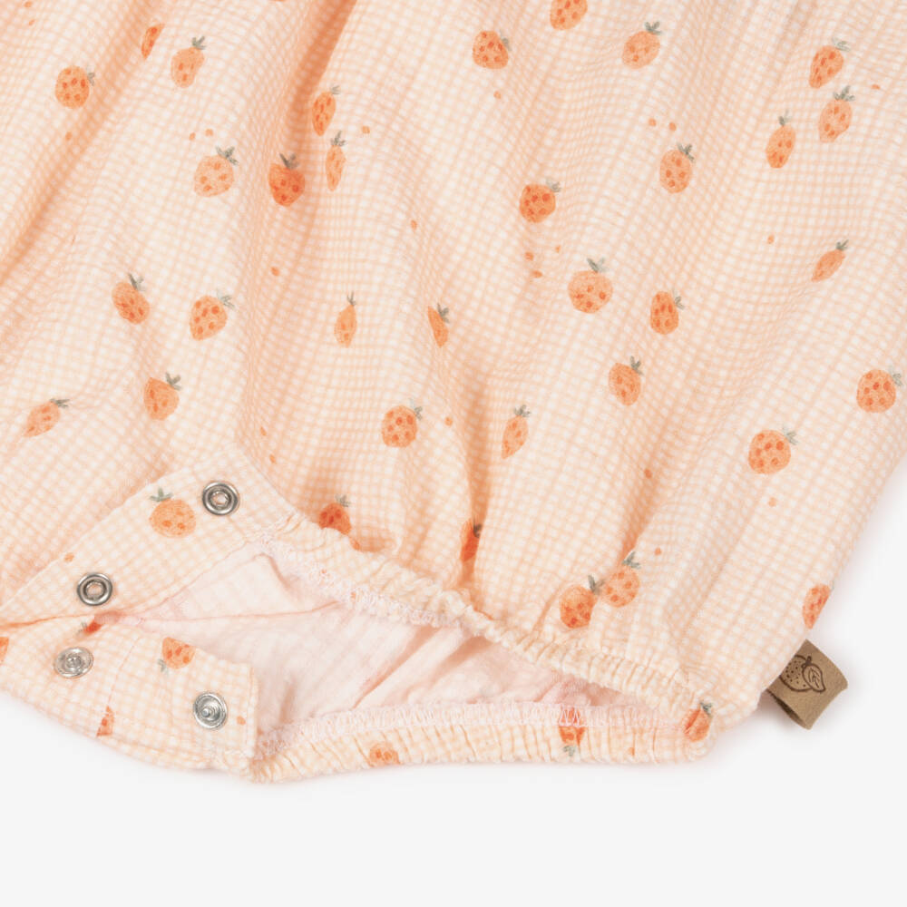 Laranjinha-Girls' Tangerine Cotton Berry Romper | Childrensalon Outlet