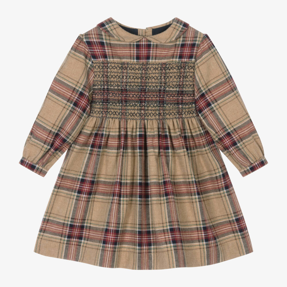 Laranjinha-فستان كاروهات قطن لون بيج | Childrensalon Outlet