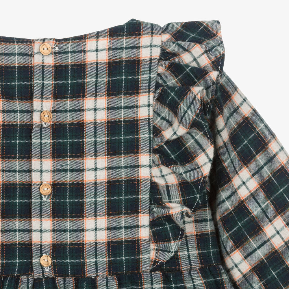 Laranjinha-Girls Tartan Twill Ruffle Dress | Childrensalon Outlet