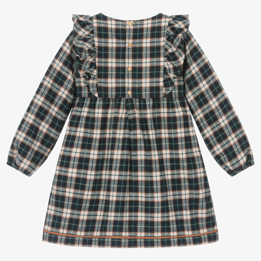 Laranjinha-Girls Tartan Twill Ruffle Dress | Childrensalon Outlet