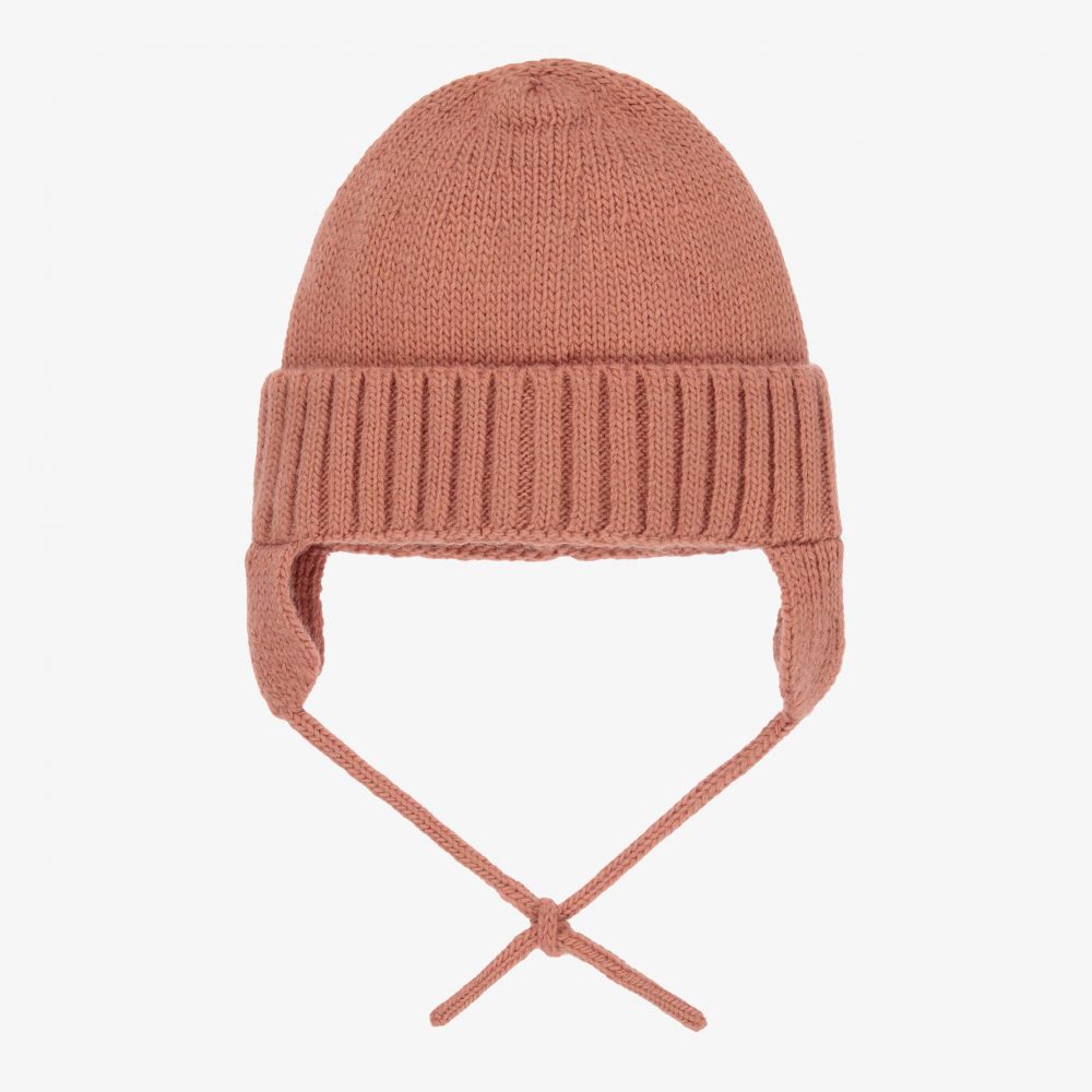 Laranjinha-Girls Terracotta Pink Knit Hat | Childrensalon Outlet
