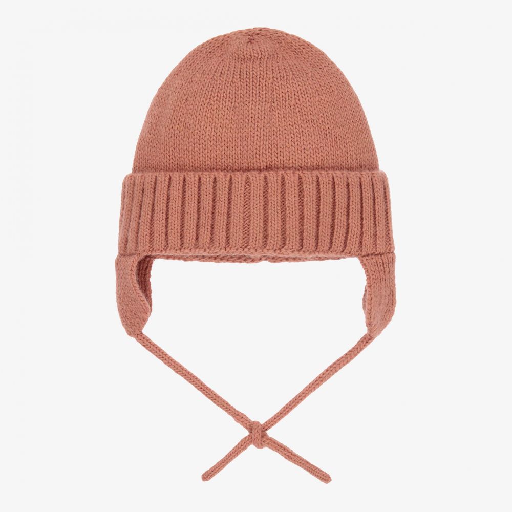 Laranjinha - Girls Terracotta Pink Knit Hat | Childrensalon