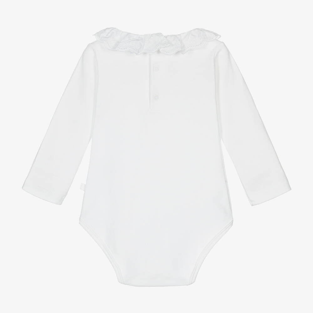 Laranjinha-Girls White Cotton Bodyvest | Childrensalon Outlet