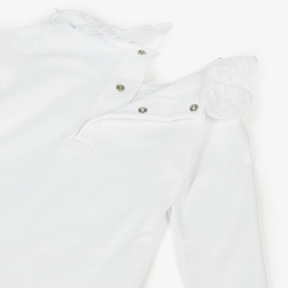 Laranjinha-Girls White Cotton Bodyvest | Childrensalon Outlet