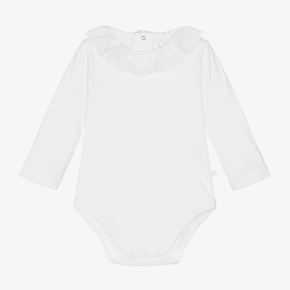Laranjinha-Girls White Cotton Bodyvest | Childrensalon Outlet