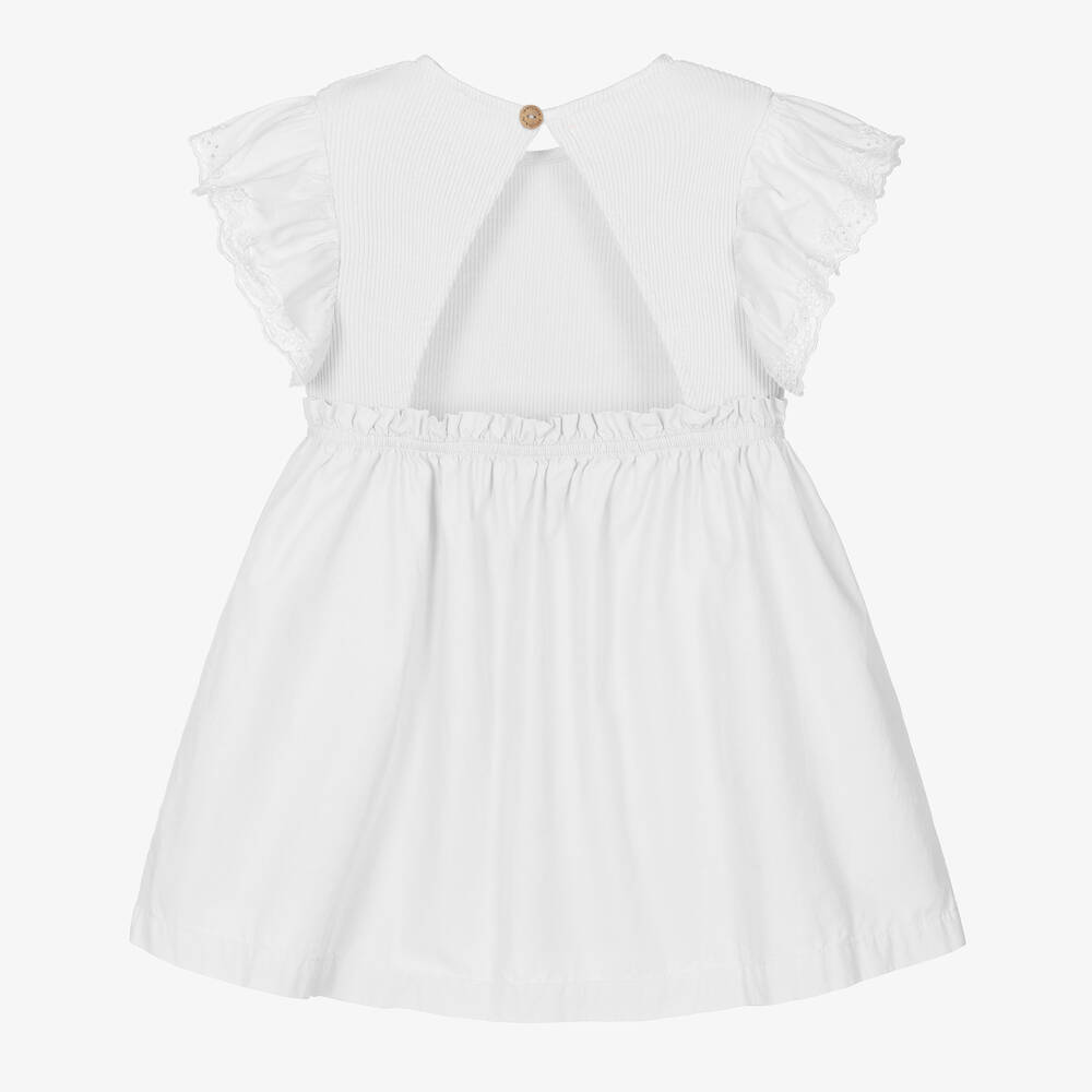 Laranjinha-Girls White Cotton Dress | Childrensalon Outlet
