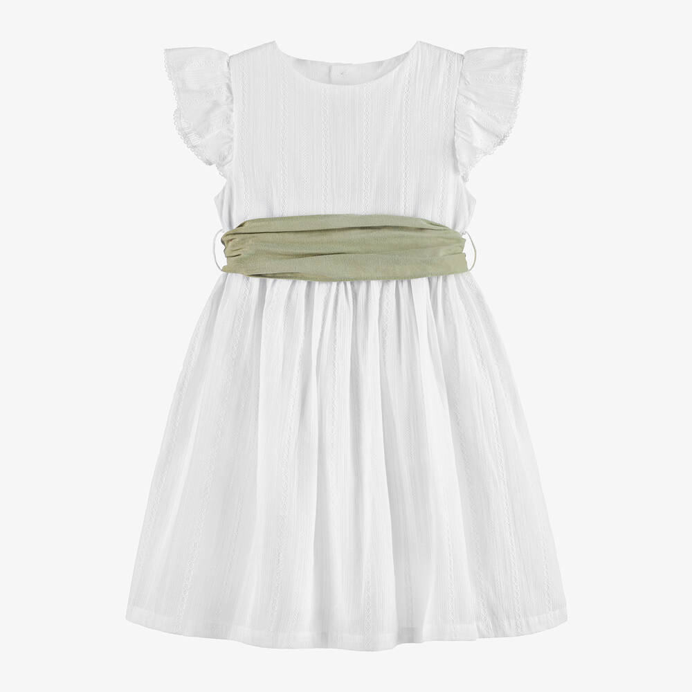 Laranjinha-Girls White Cotton Dress | Childrensalon Outlet
