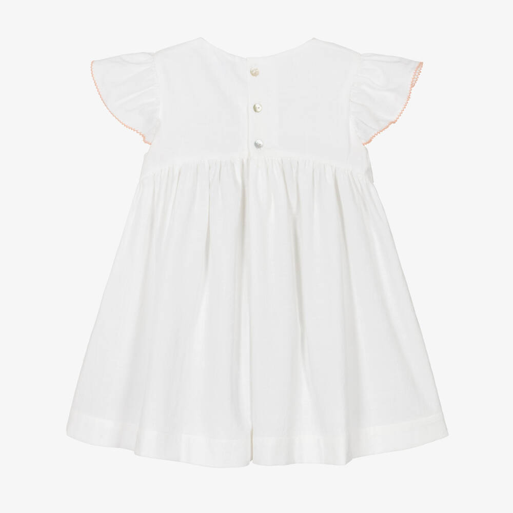 Laranjinha-Белое и розовое платье с вышивкой для девочек | Childrensalon Outlet