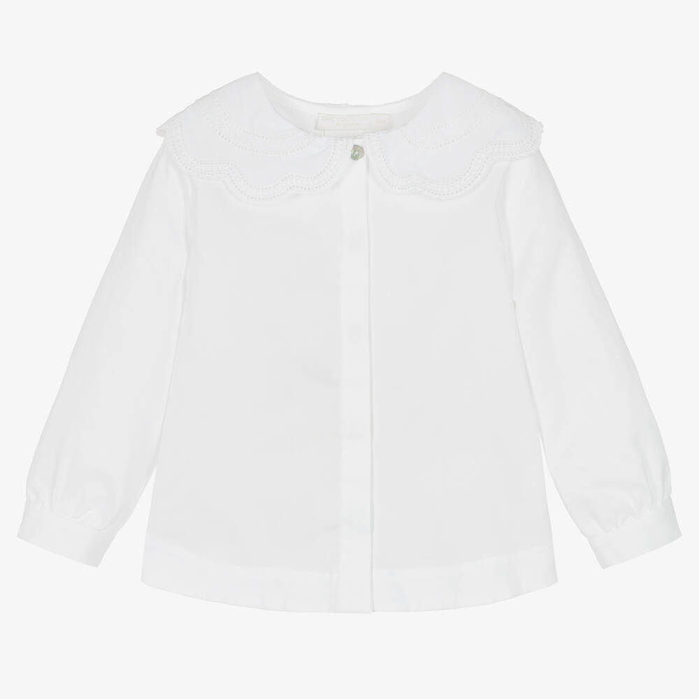 Laranjinha - Белая блузка из хлопка с кружевом | Childrensalon
