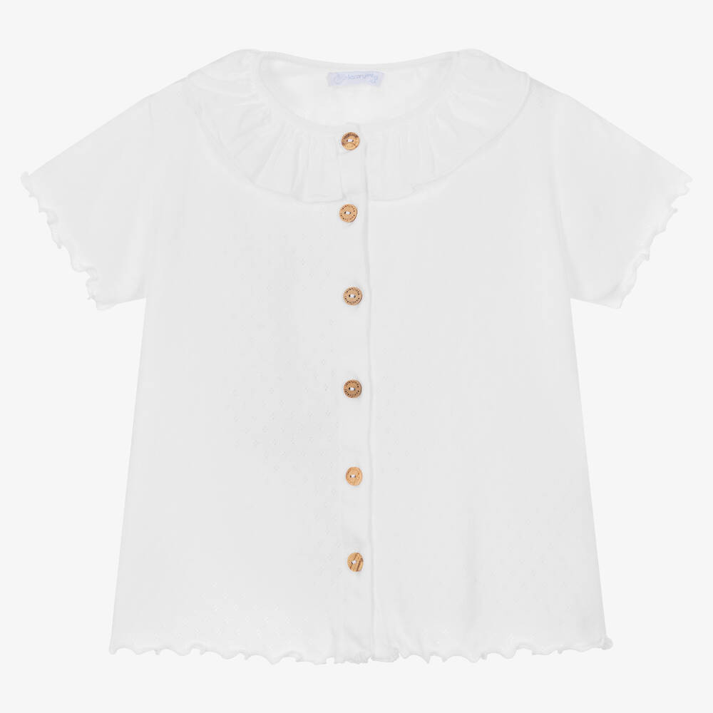 Laranjinha - Белая хлопковая блузка для девочек | Childrensalon