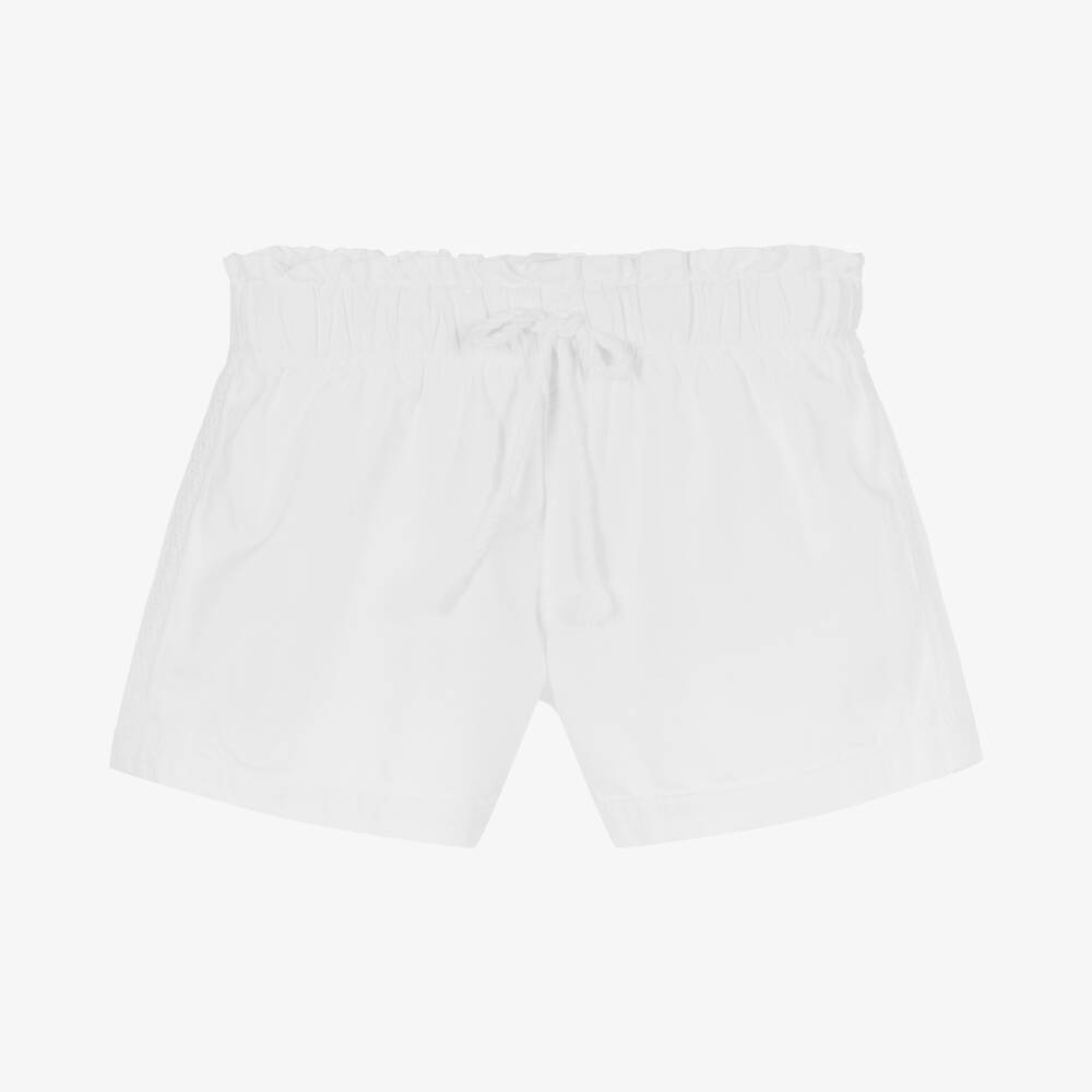 Laranjinha - Girls White Cotton Shorts | Childrensalon