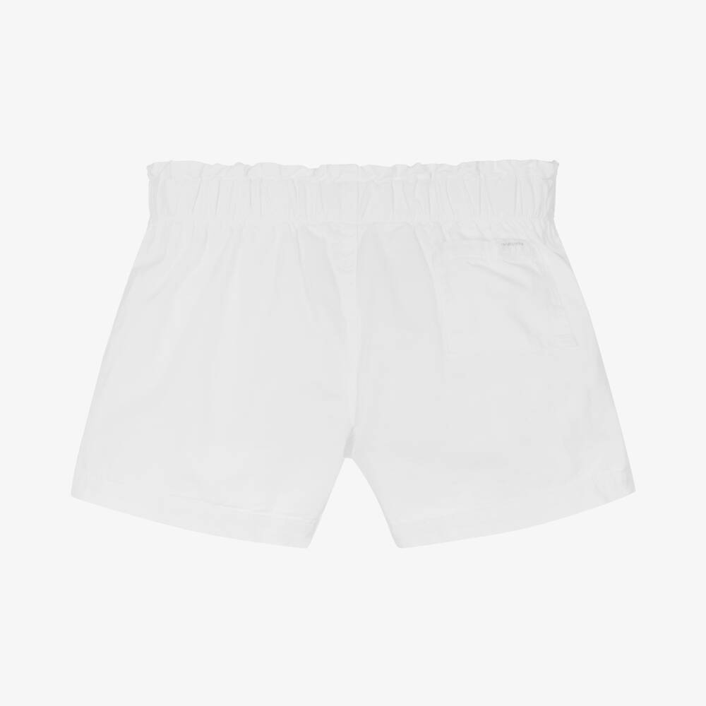 Laranjinha-Girls White Cotton Shorts | Childrensalon Outlet