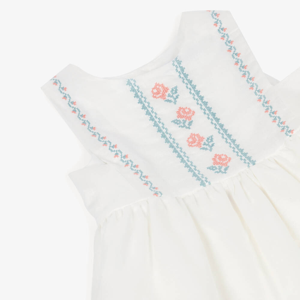Laranjinha-Белое платье с вышивкой для девочек | Childrensalon Outlet