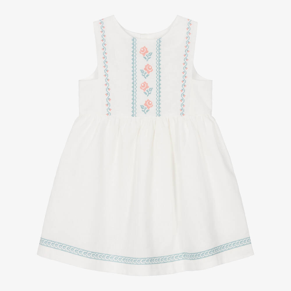 Laranjinha-Белое платье с вышивкой для девочек | Childrensalon Outlet