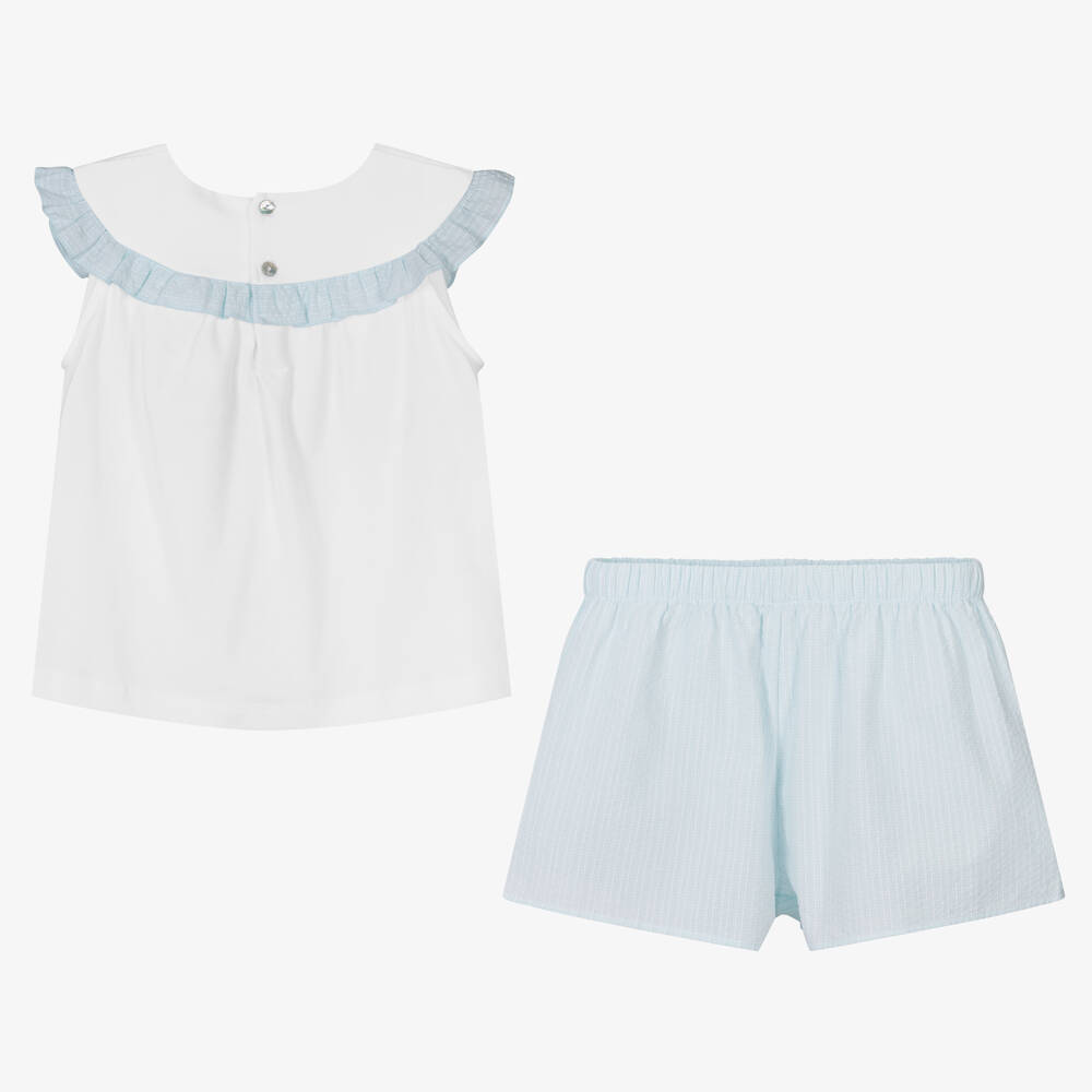 Laranjinha-Короткая бело-зеленая пижама из хлопка | Childrensalon Outlet