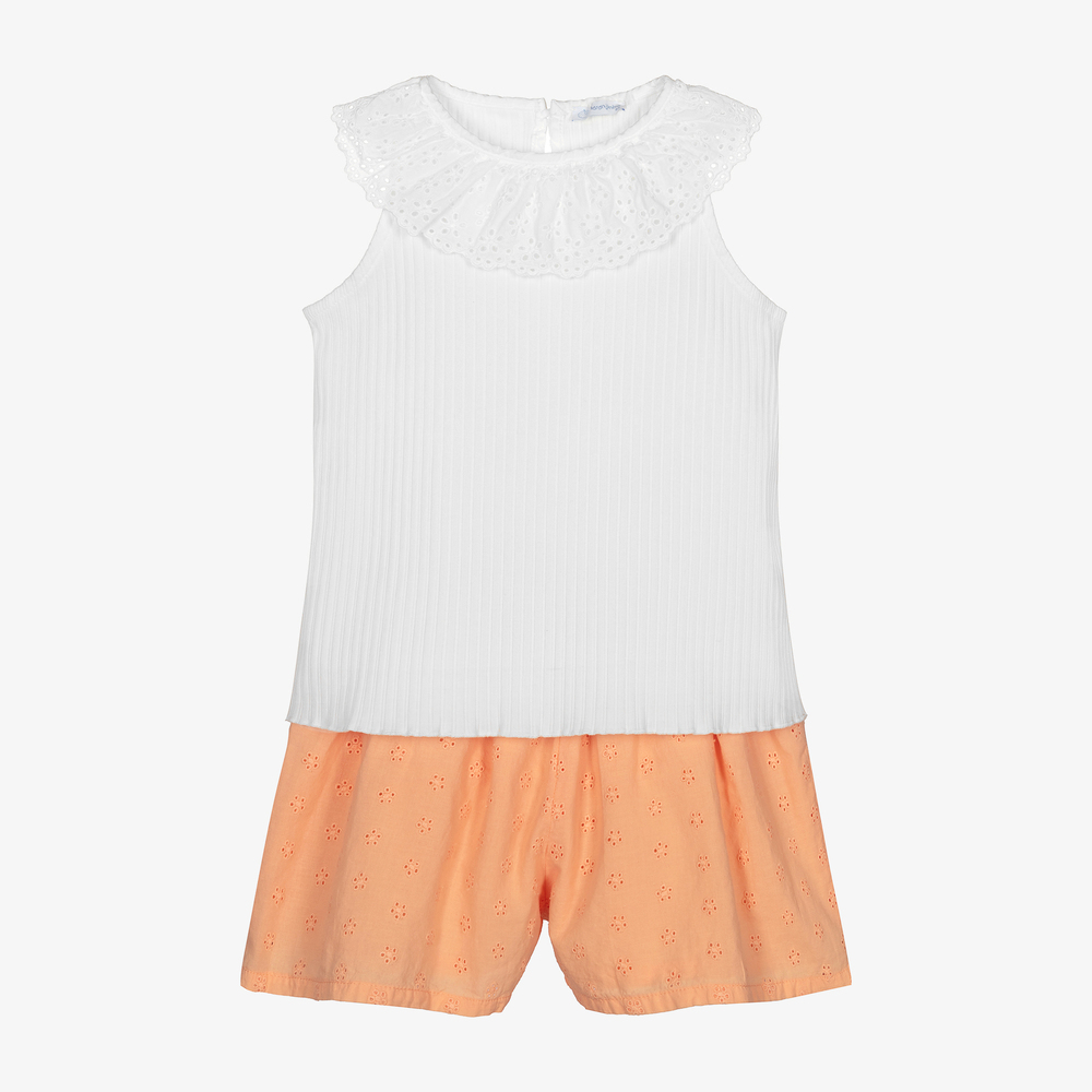 Chic by Laranjinha - Ens. short blanc/orange Fille | Childrensalon