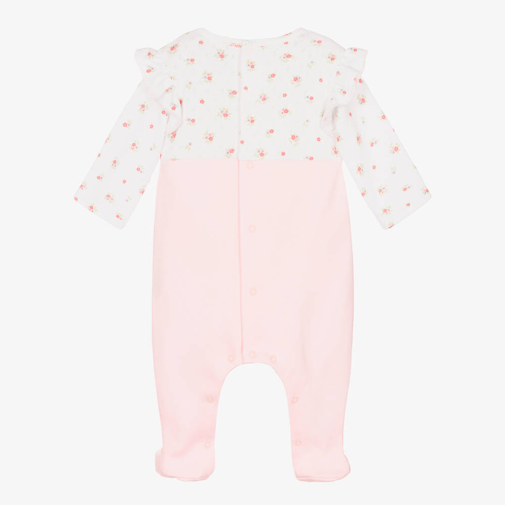 Laranjinha-بيبي غرو قطن لون زهري وأبيض بطبعة ورود | Childrensalon Outlet