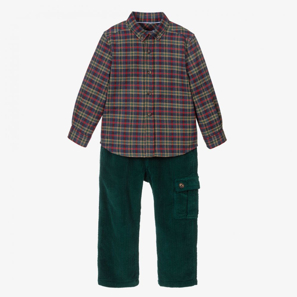 Laranjinha - Green Corduroy Trouser Set | Childrensalon
