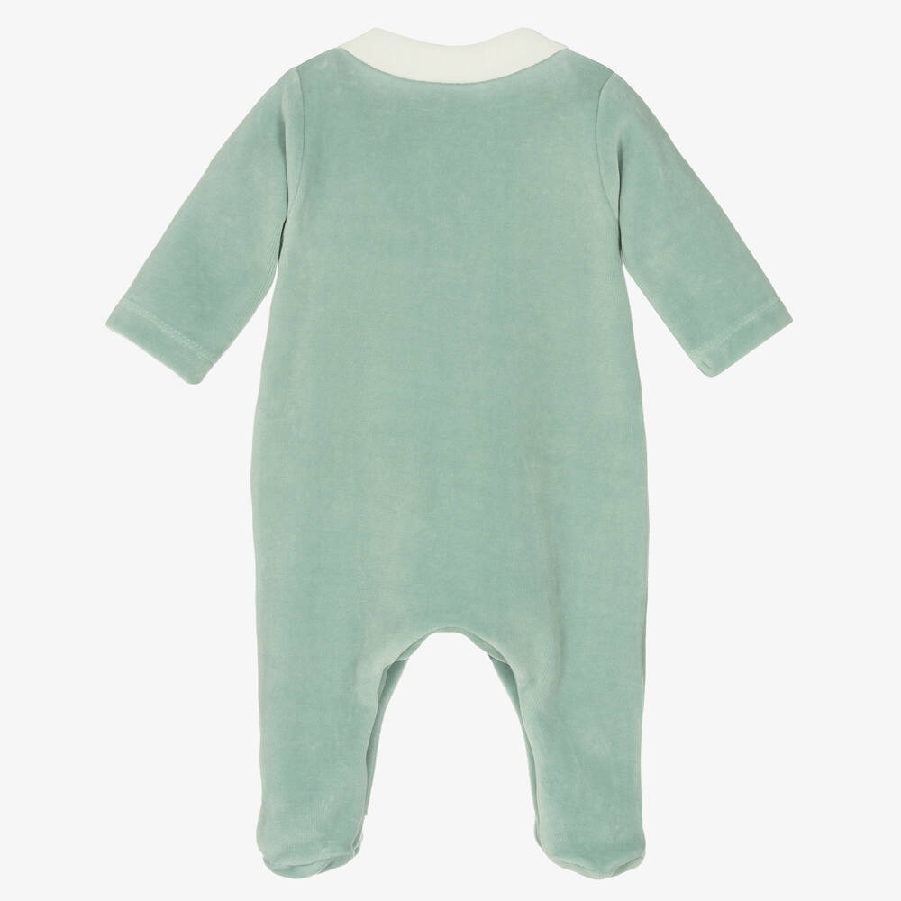 Laranjinha-أفرول بيبي غرو قطن قطيفة لون أخضر للأطفال | Childrensalon Outlet
