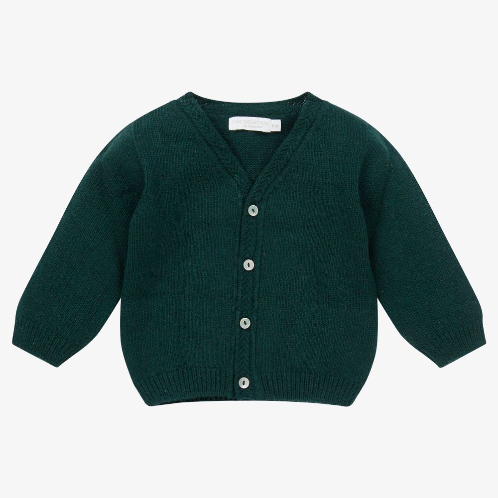 Laranjinha - Green Knitted Cardigan | Childrensalon