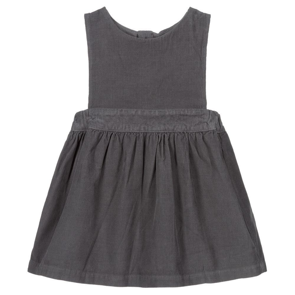 Laranjinha - Grey Corduroy Pinafore Dress | Childrensalon