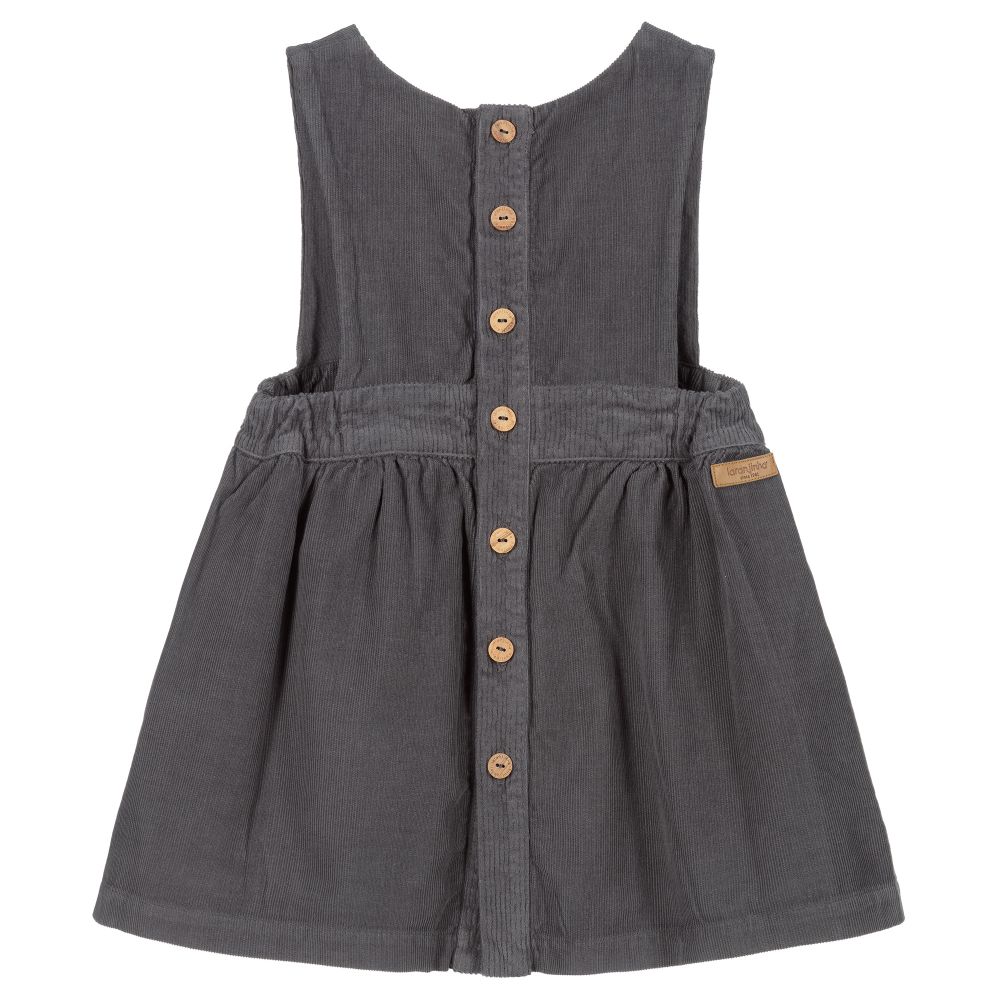 Laranjinha Grey Corduroy Pinafore Dress