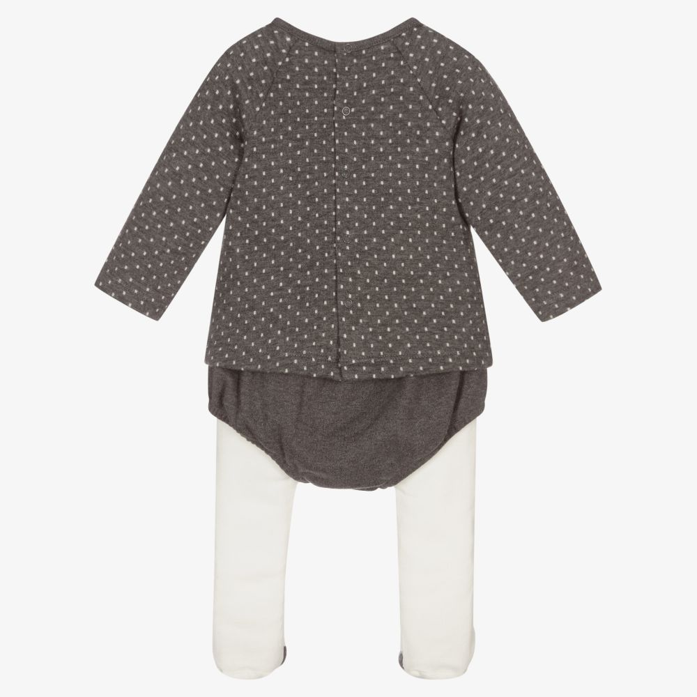 Laranjinha-Grey Cotton 2 Piece Babysuit | Childrensalon Outlet