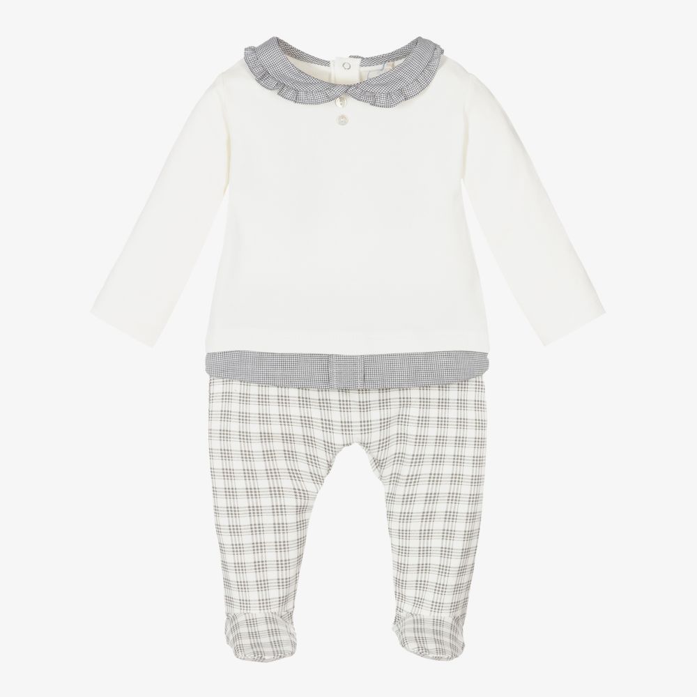 Laranjinha - Grey Cotton Babygrow  | Childrensalon