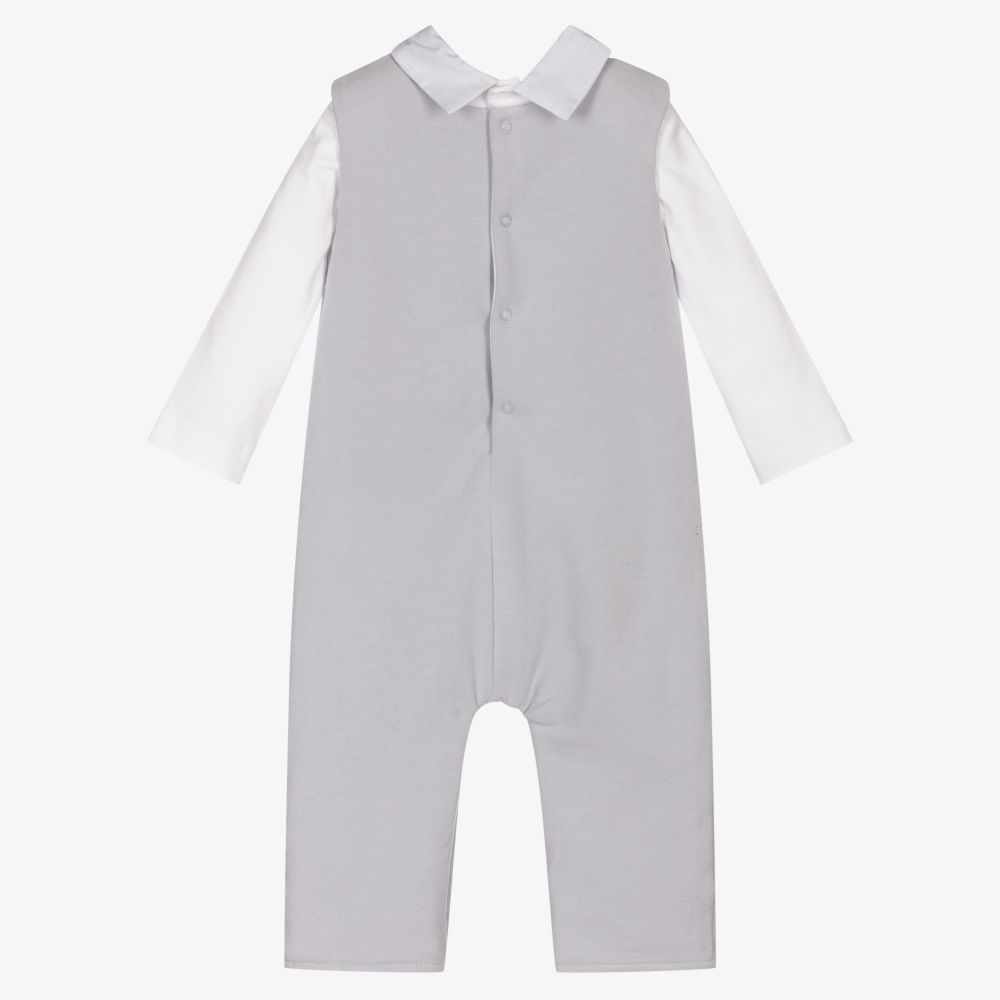 Laranjinha-Grey Cotton Dungaree Set | Childrensalon Outlet