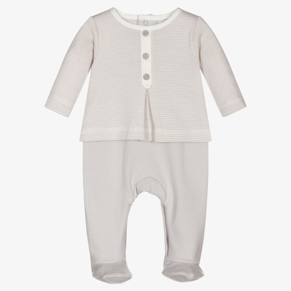 Laranjinha - Grey Cotton Jersey Babygrow | Childrensalon