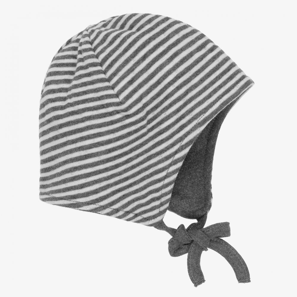 Laranjinha - Grey Cotton Jersey Bonnet | Childrensalon