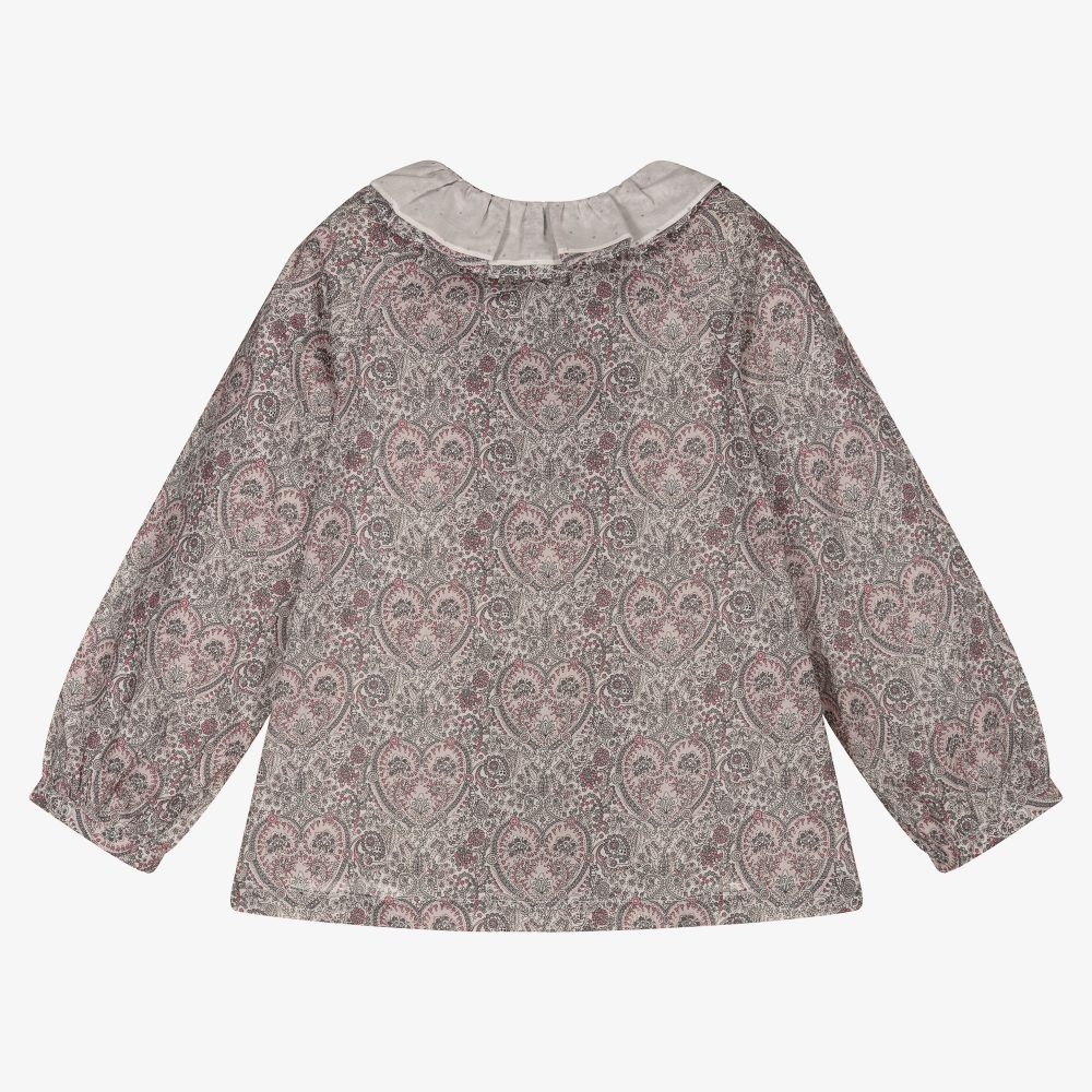 Chic by Laranjinha-Grey & Pink Cotton Blouse | Childrensalon Outlet