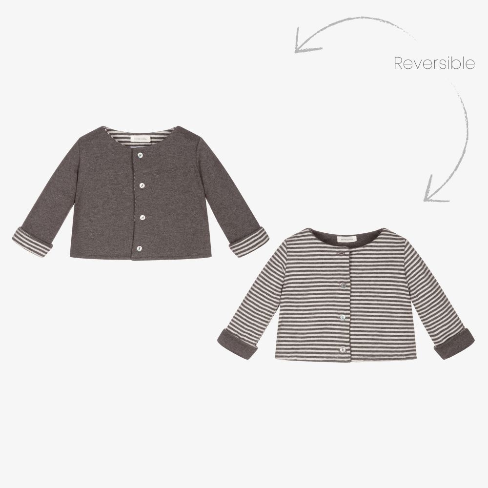 Laranjinha - Grey Reversible Baby Jacket | Childrensalon