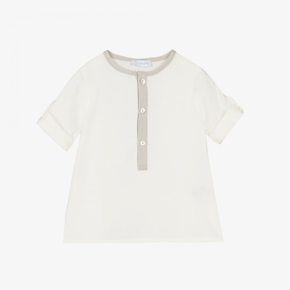Laranjinha-Ivory Cotton Baby Shirt | Childrensalon Outlet