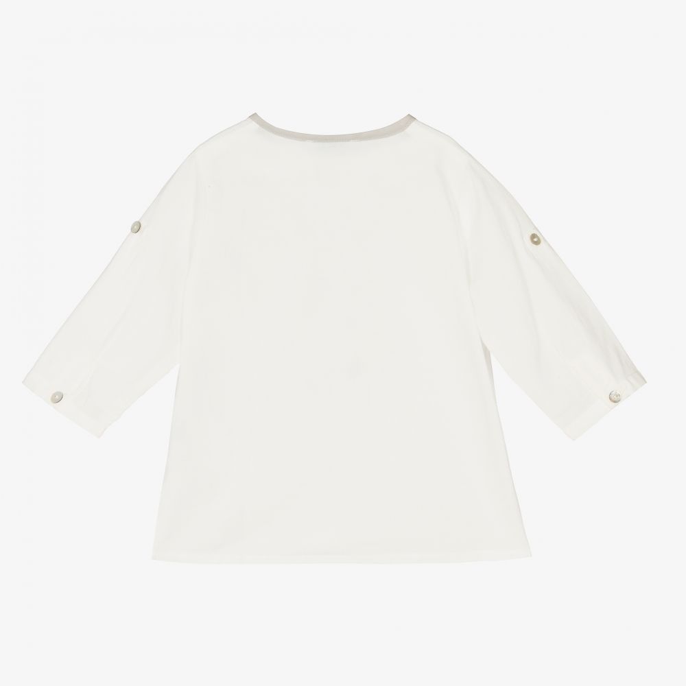 Laranjinha-Ivory Cotton Baby Shirt | Childrensalon Outlet