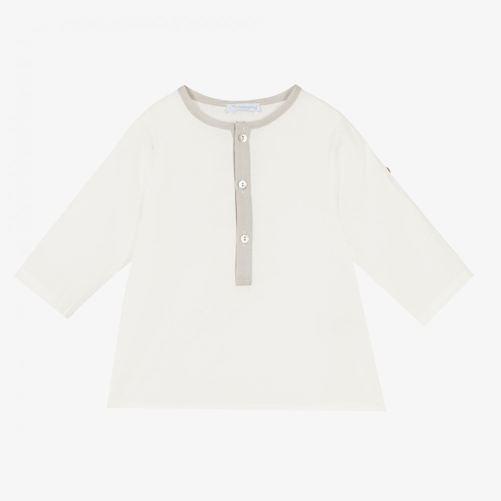 Laranjinha - Ivory Cotton Baby Shirt | Childrensalon