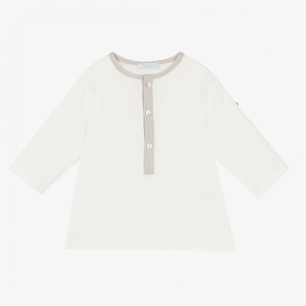 Laranjinha-Ivory Cotton Baby Shirt | Childrensalon Outlet