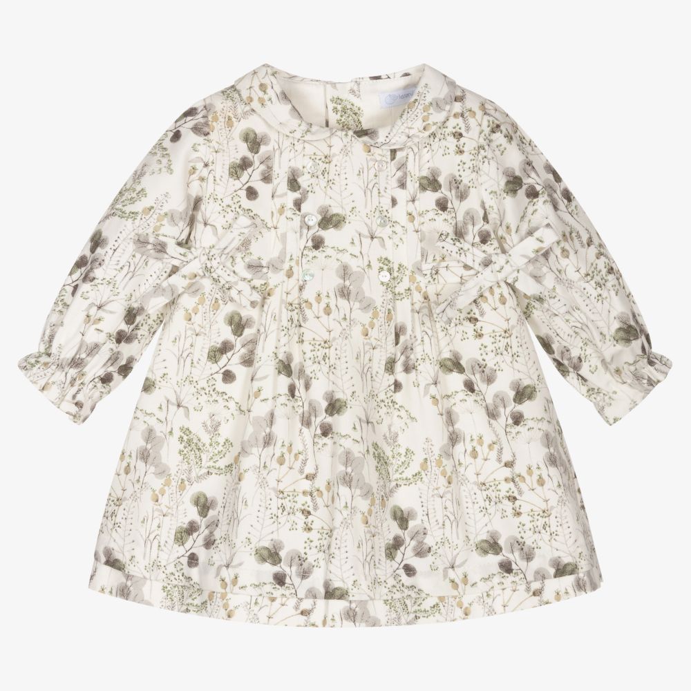 Laranjinha - Ivory Floral Cotton Baby Dress | Childrensalon