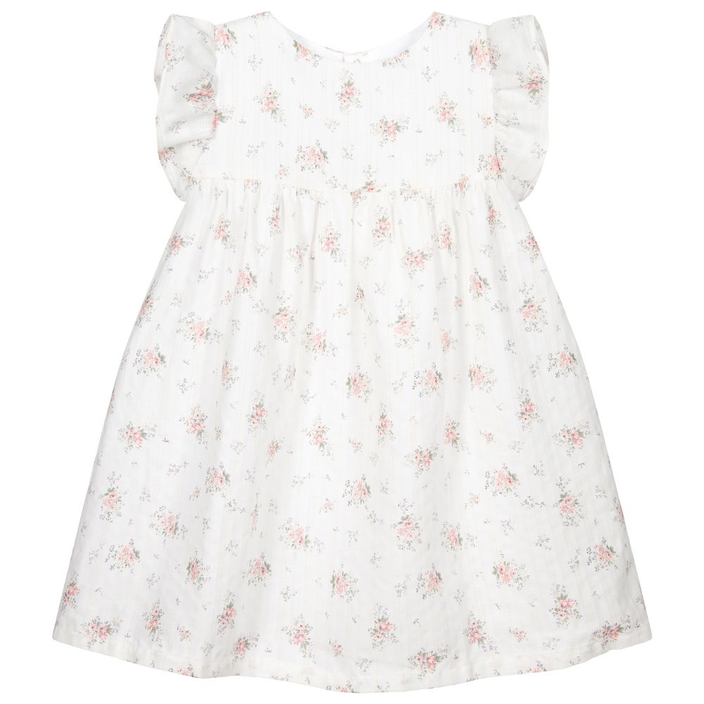 Chic by Laranjinha - Robe fleurie ivoire en coton | Childrensalon