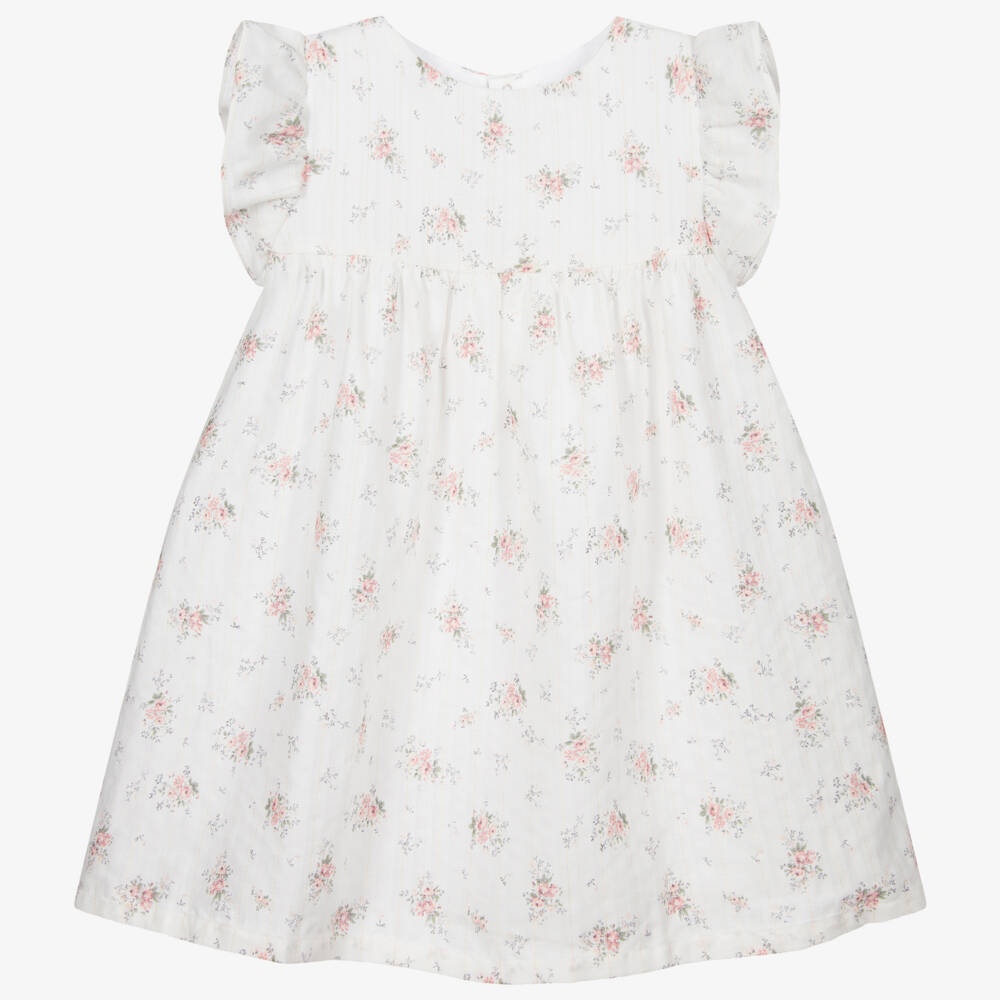 Chic by Laranjinha-Ivory Floral Cotton Dress | Childrensalon Outlet