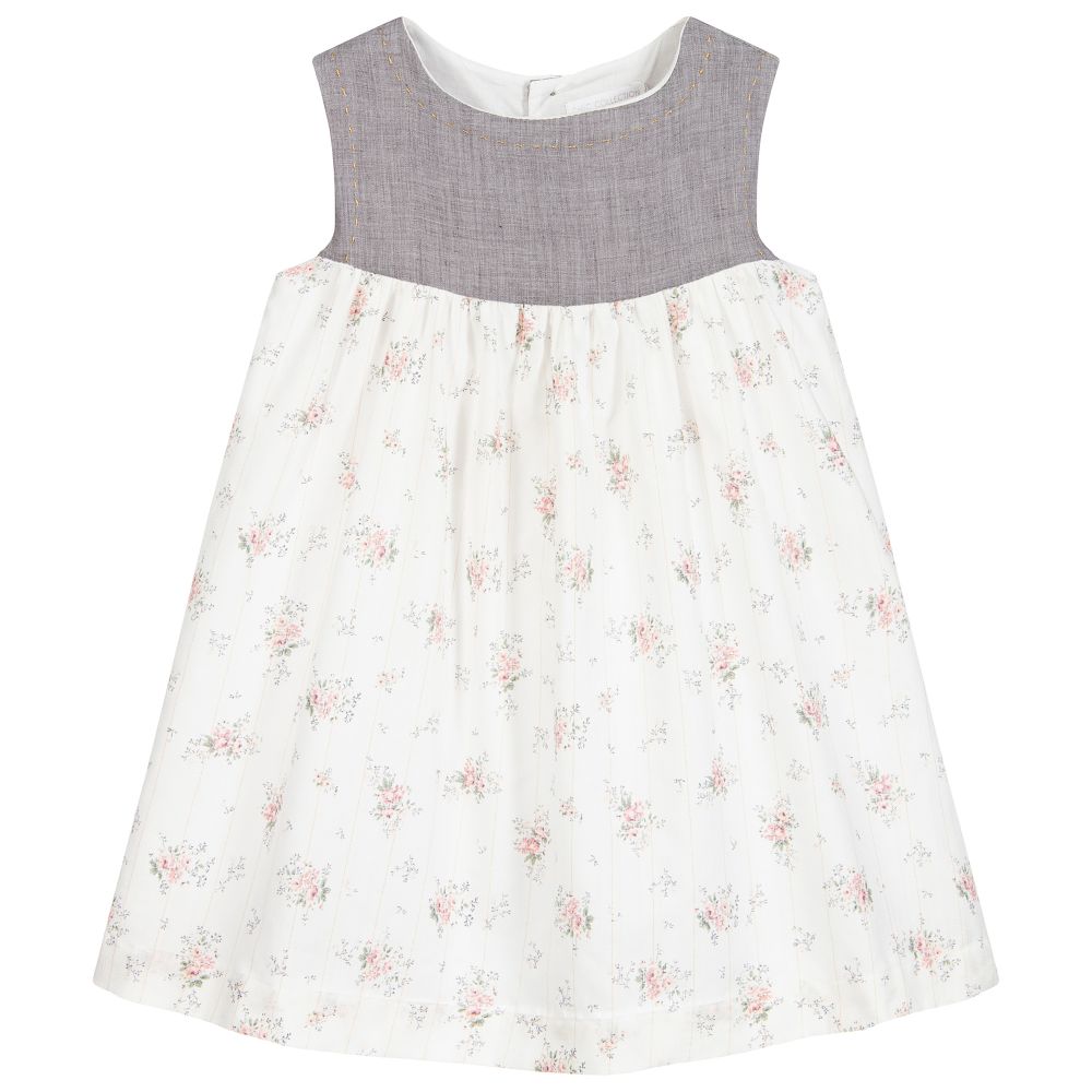 Шик от Laranjinha-Кремово-серое платье из хлопка | Childrensalon Outlet