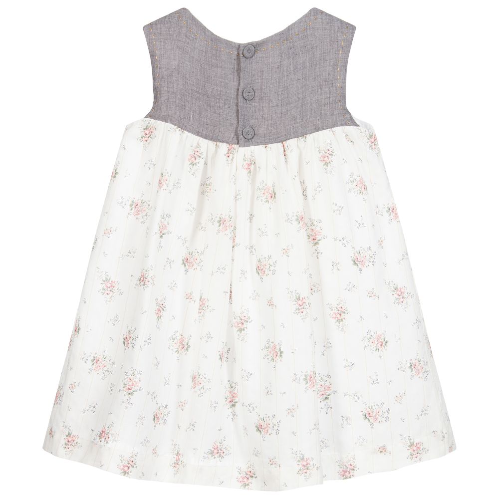 Chic by Laranjinha-Ivory & Grey Cotton Dress | Childrensalon Outlet