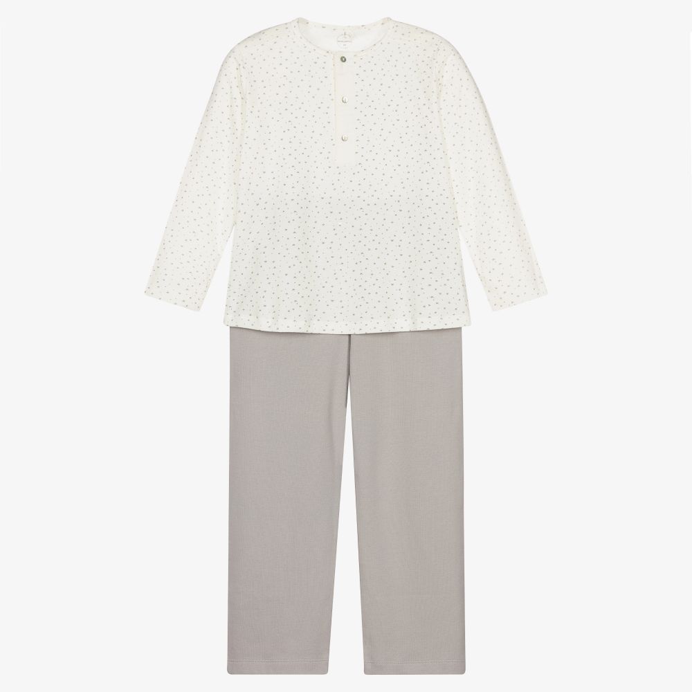 Laranjinha-Ivory & Grey Cotton Pyjamas | Childrensalon Outlet