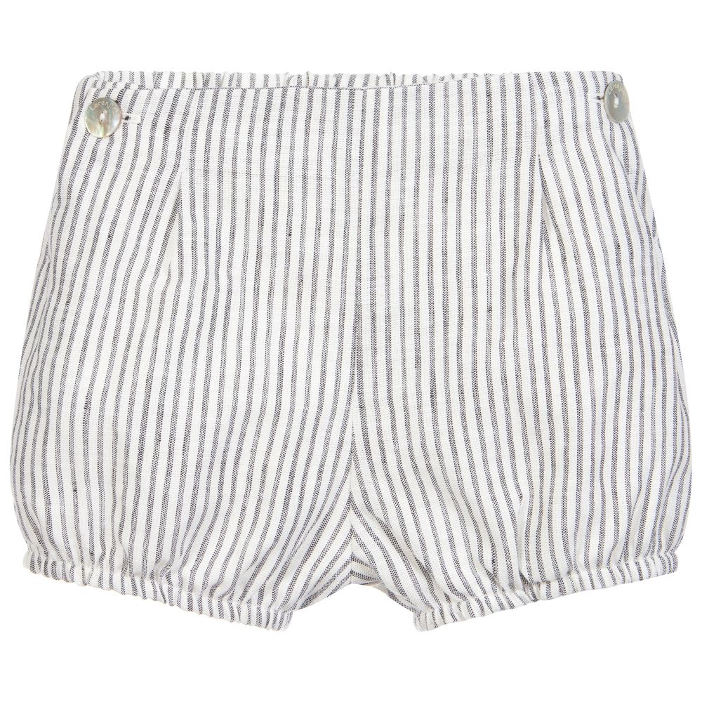 Laranjinha-طقم شورت وقميص قطن وكتّان لون رمادي وعاجي للمواليد | Childrensalon Outlet