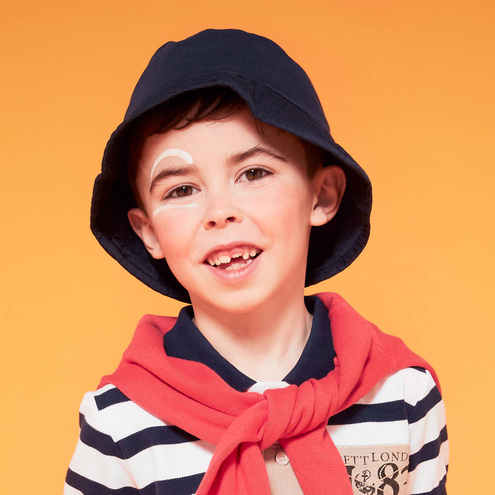 Laranjinha-Navy Blue Cotton Sun Hat | Childrensalon Outlet