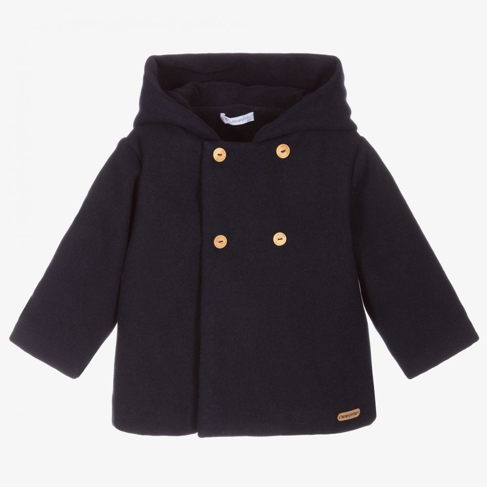 Laranjinha - Navy Blue Hooded Coat | Childrensalon